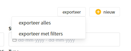Exporteren acties